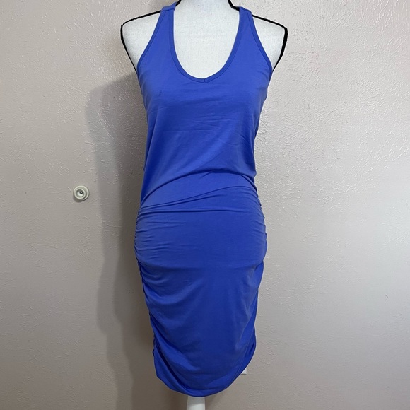 SOLD M Athleta Baja Purple Ruched Racerback Mini Dress - Picture 3 of 12